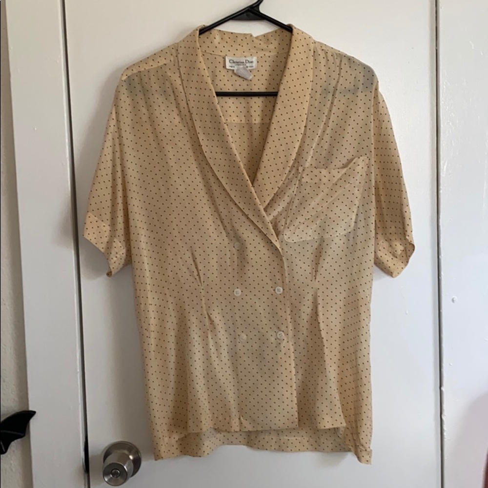 Vintage Christian Dior Polka Dot Silk Shirt